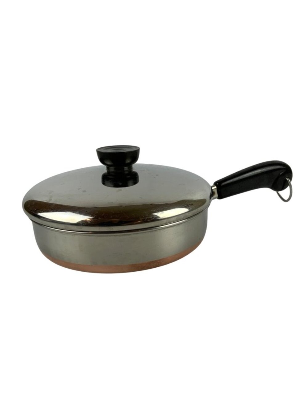 Revere Ware Copper Clad Stainless Steel 1 Qt Straight Sided Skillet & Lid USA